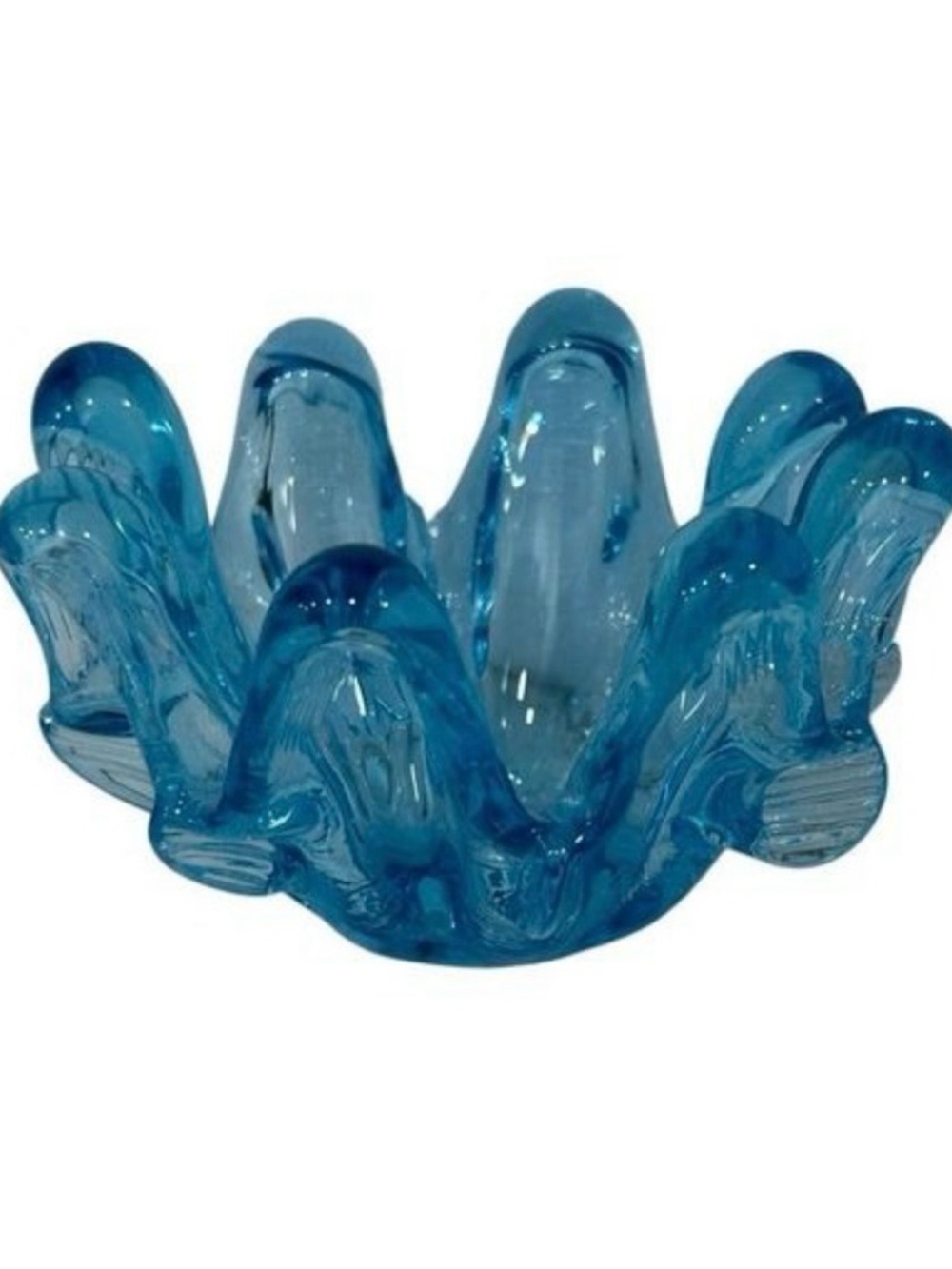Vintage Swung Glass Bowl
Candy Trinket Dish MCM
Aqua Blue 8 Fingers Art Glass - Picture 4 of 9